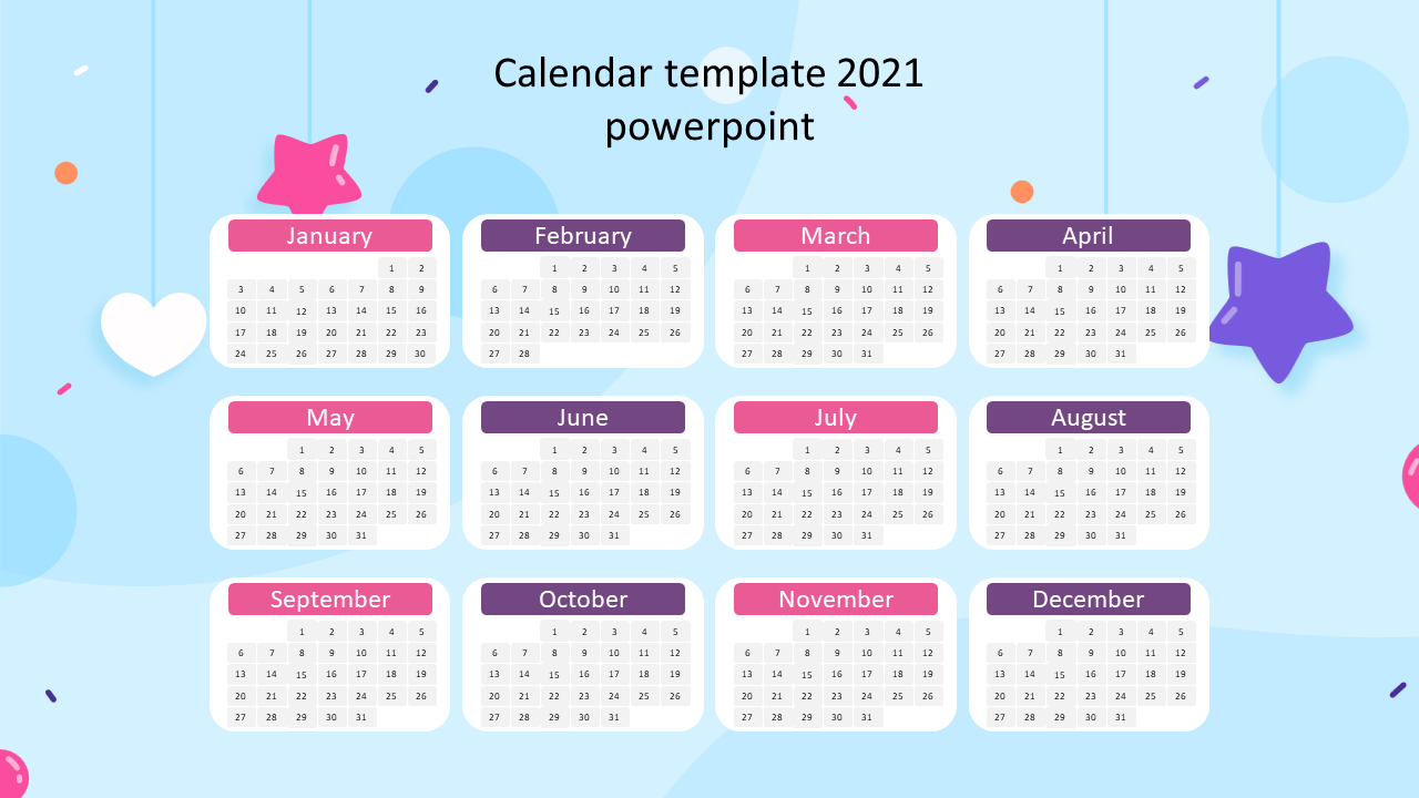 Buy Calendar Template 2021 PowerPoint For Presentation